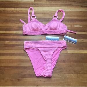 Isabella Rose Maza Textured Bralette Bikini set Pink small